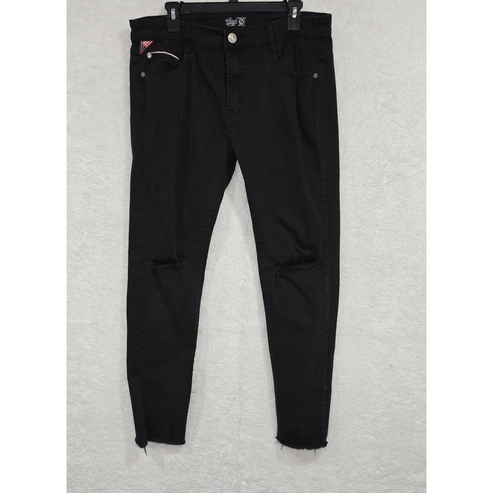Square Zero Black Slim Biker Jeans Men's Size 36 Denim Distressed (34x29)